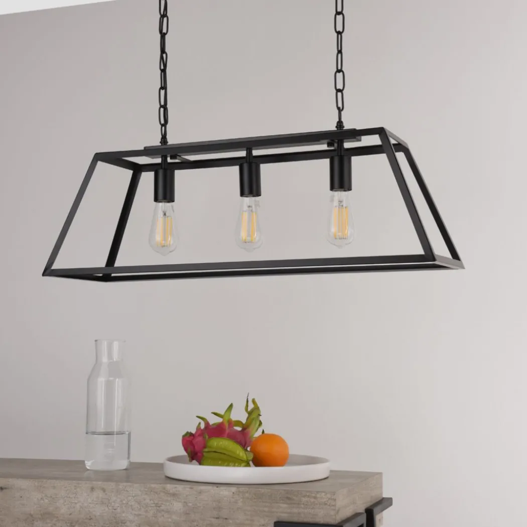 Charley 3 Light Matte Black Ceiling Pendant Bar