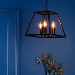 Charley 3-Light Black Lantern Ceiling Pendant