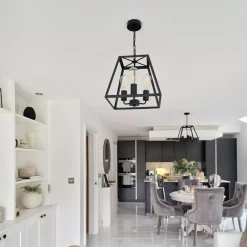 Charley 3-Light Black Lantern Ceiling Pendant