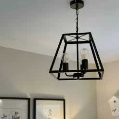 Charley 3-Light Black Lantern Ceiling Pendant