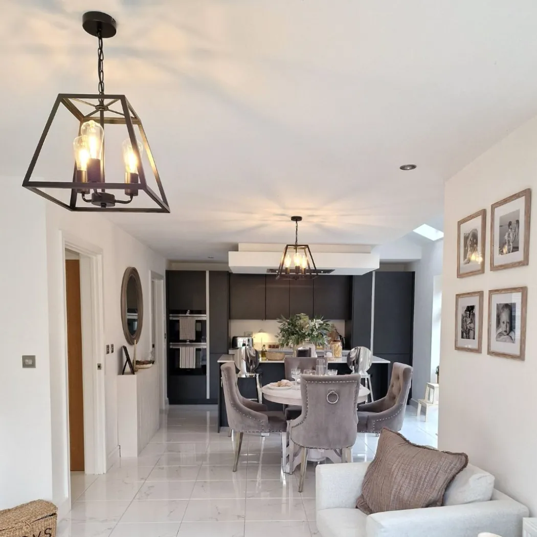 Charley 3-Light Black Lantern Ceiling Pendant