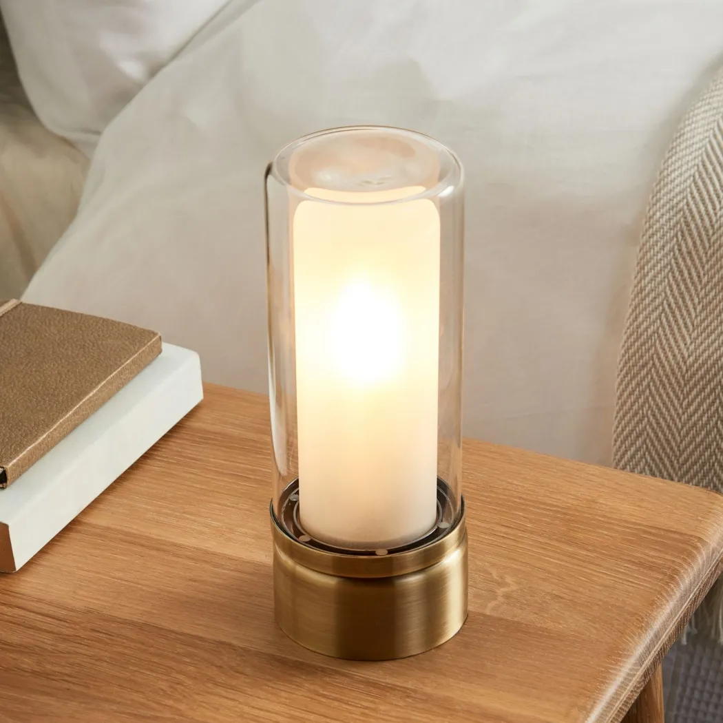 Chepstow Antique Brass & Glass Touch Table Lamp