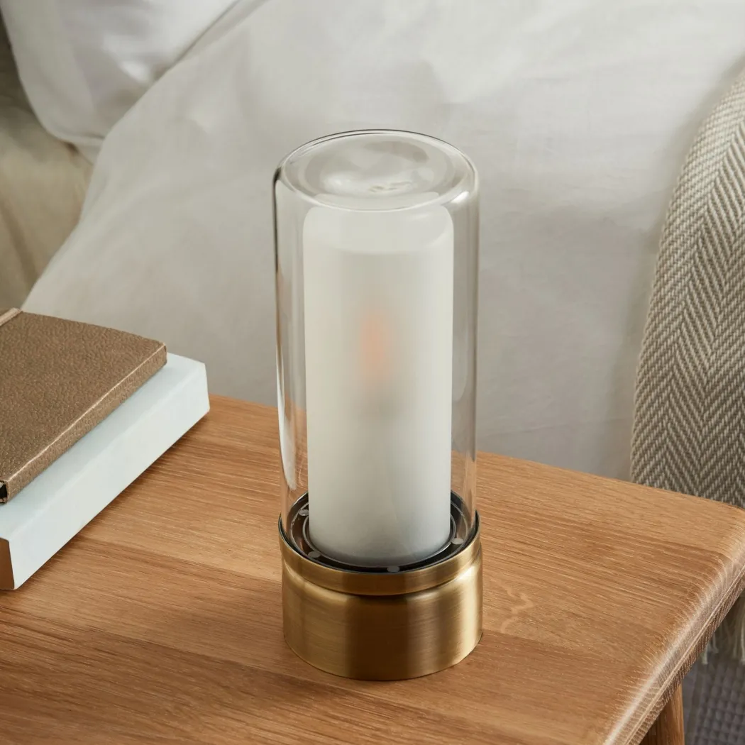 Chepstow Antique Brass & Glass Touch Table Lamp
