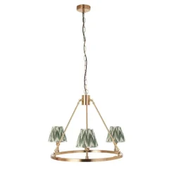 Chester & Zigzag 3 Light Brass Pendant Ceiling Light
