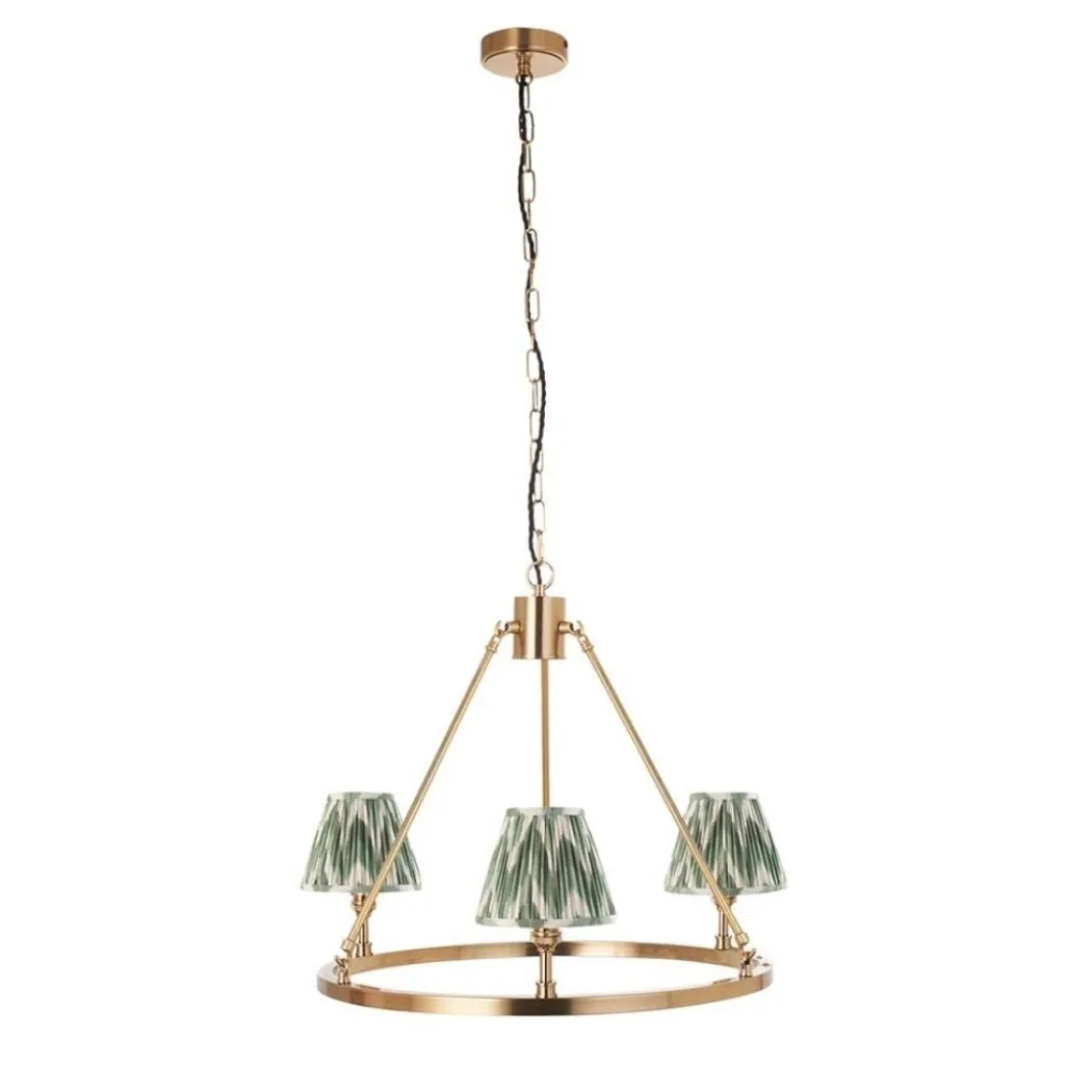 Chester & Zigzag 3 Light Brass Pendant Ceiling Light
