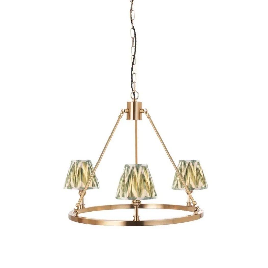 Chester & Zigzag 3 Light Brass Pendant Ceiling Light