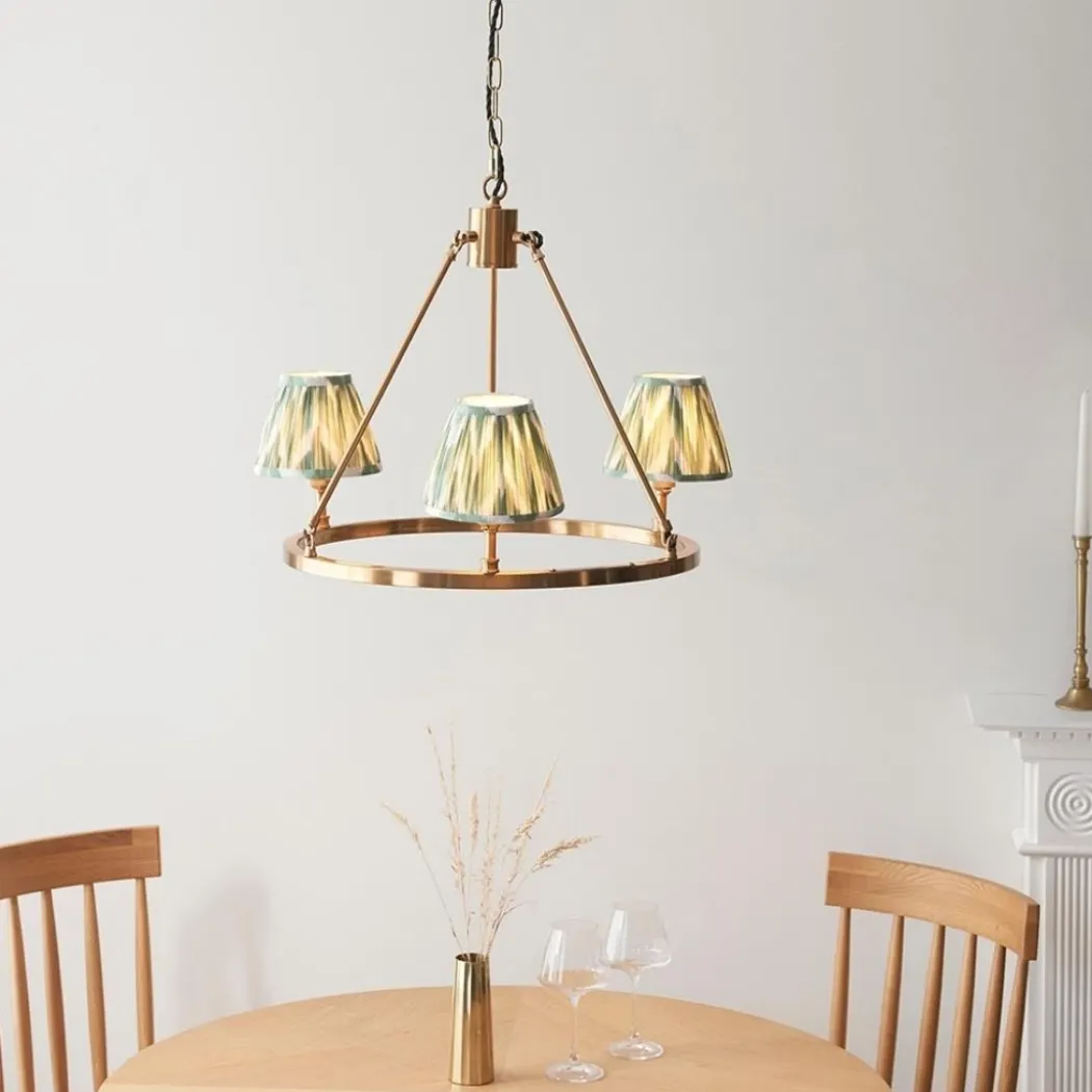 Chester & Zigzag 3 Light Brass Pendant Ceiling Light