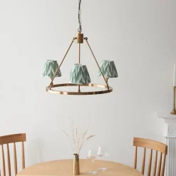 Chester & Zigzag 3 Light Brass Pendant Ceiling Light