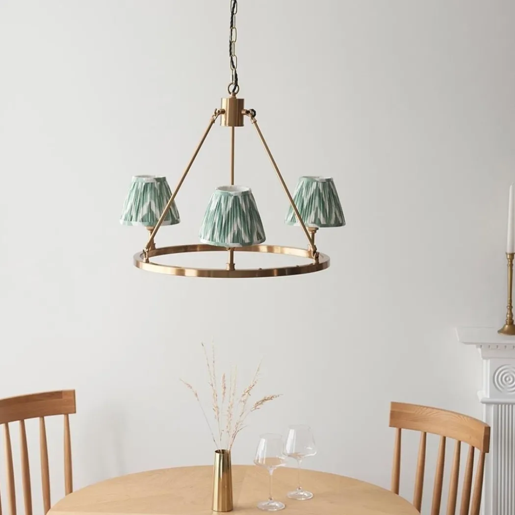 Chester & Zigzag 3 Light Brass Pendant Ceiling Light