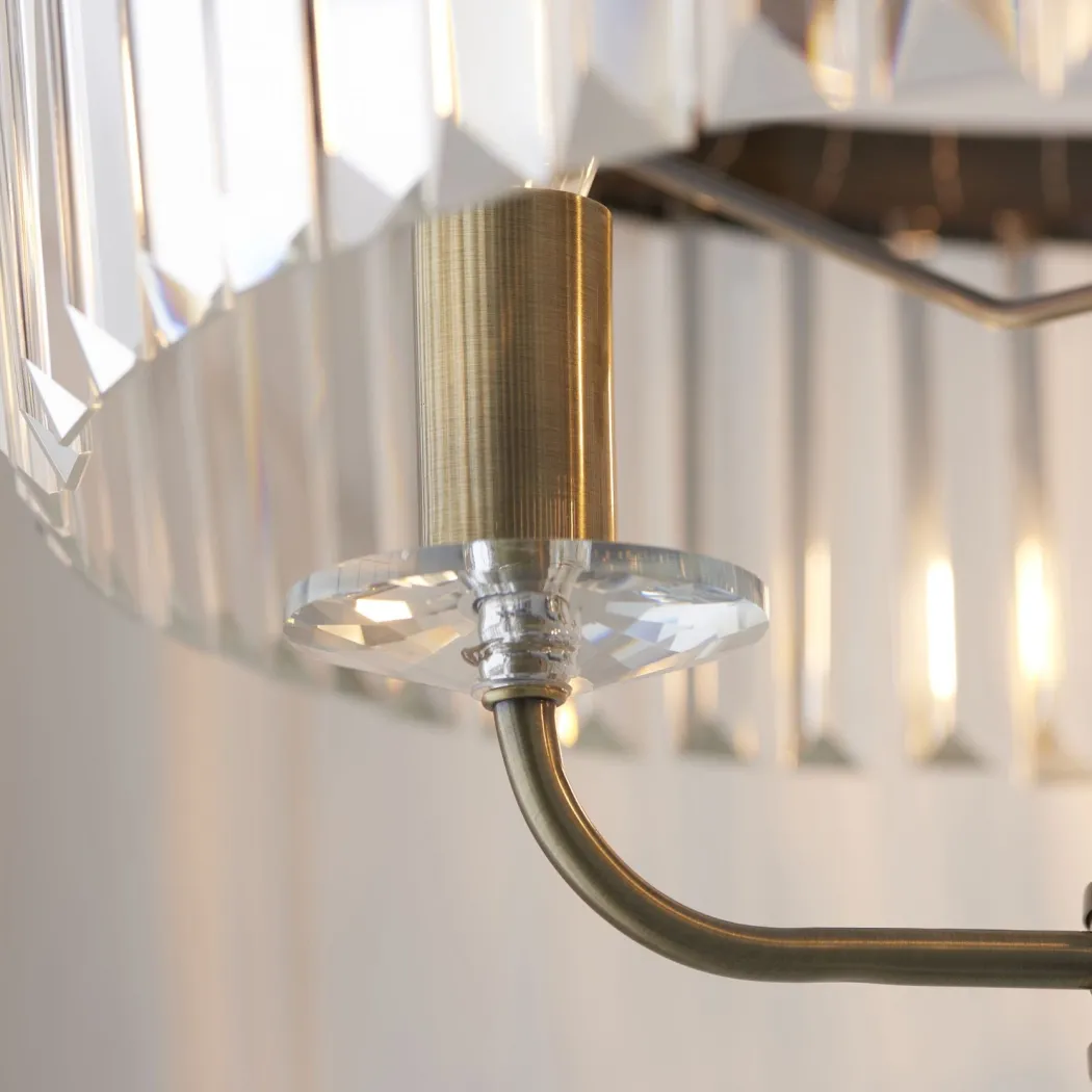 Chesterfield 3 Light Antique Brass & Glass Floor Lamp