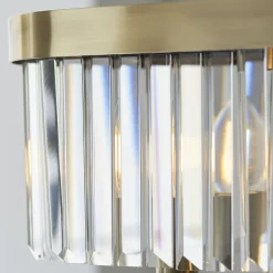 Chesterfield 4 Light Antique Brass & Crystal Ceiling Pendant Bar