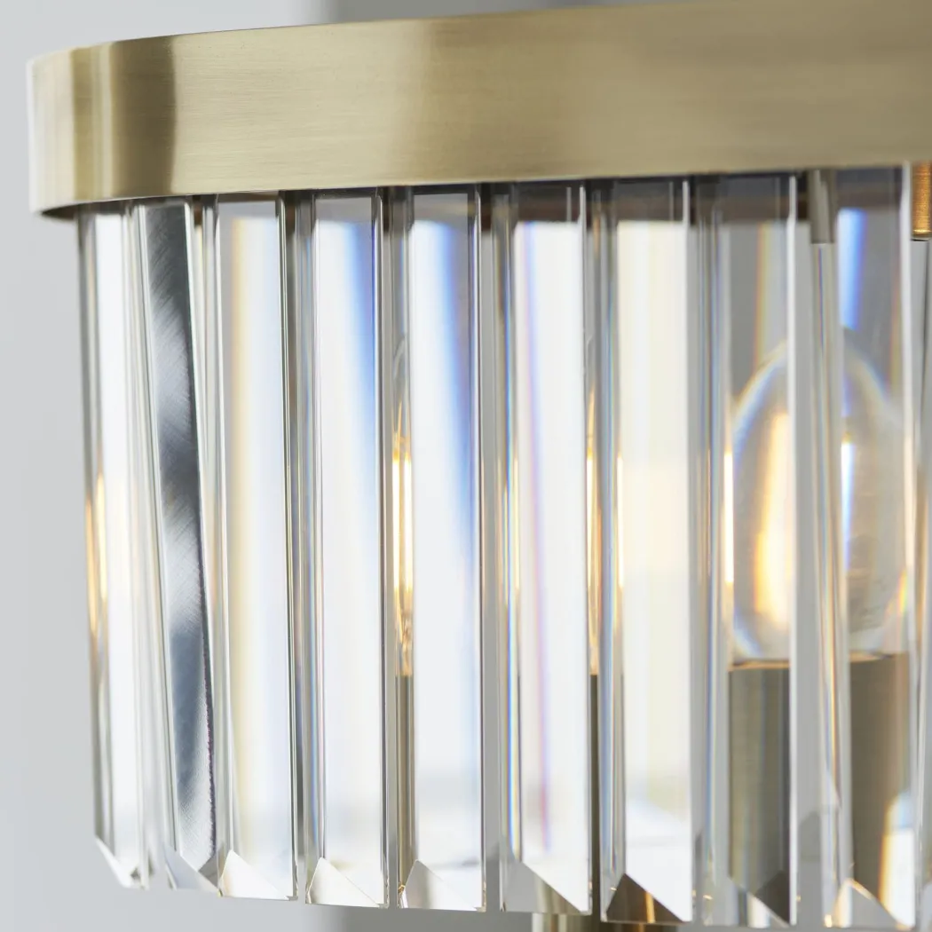 Chesterfield 4 Light Antique Brass & Crystal Ceiling Pendant Bar