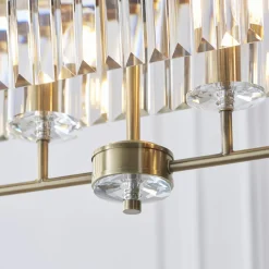 Chesterfield 4 Light Antique Brass & Crystal Ceiling Pendant Bar