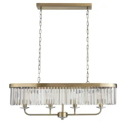Chesterfield 4 Light Antique Brass & Crystal Ceiling Pendant Bar