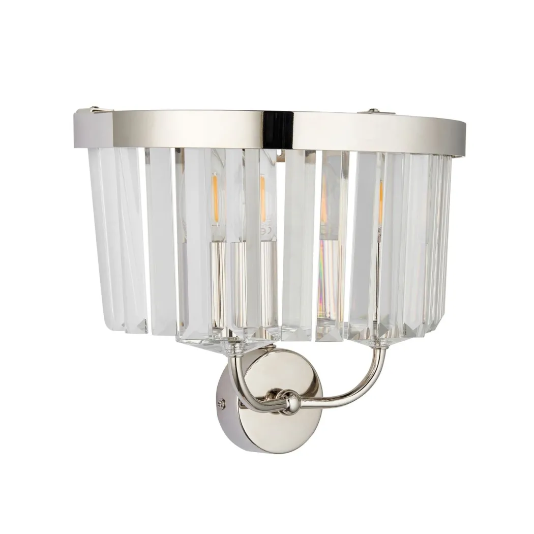 Chesterfield 2 Light Nickel & Crystal Wall Light