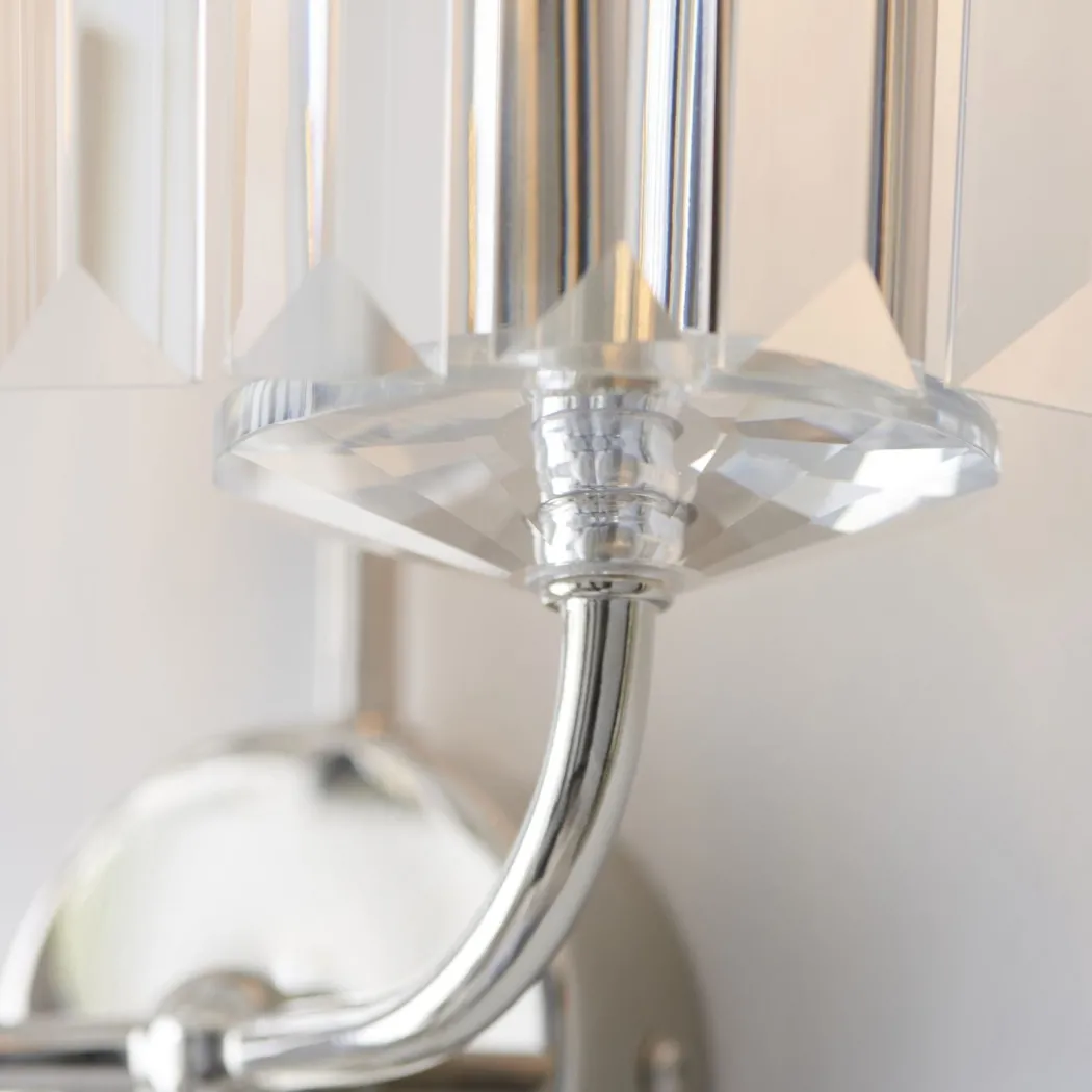 Chesterfield 2 Light Nickel & Crystal Wall Light