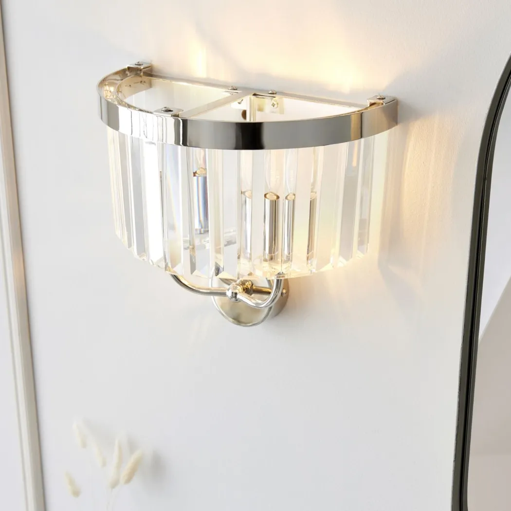 Chesterfield 2 Light Nickel & Crystal Wall Light