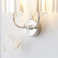 Chesterfield 2 Light Nickel & Crystal Wall Light