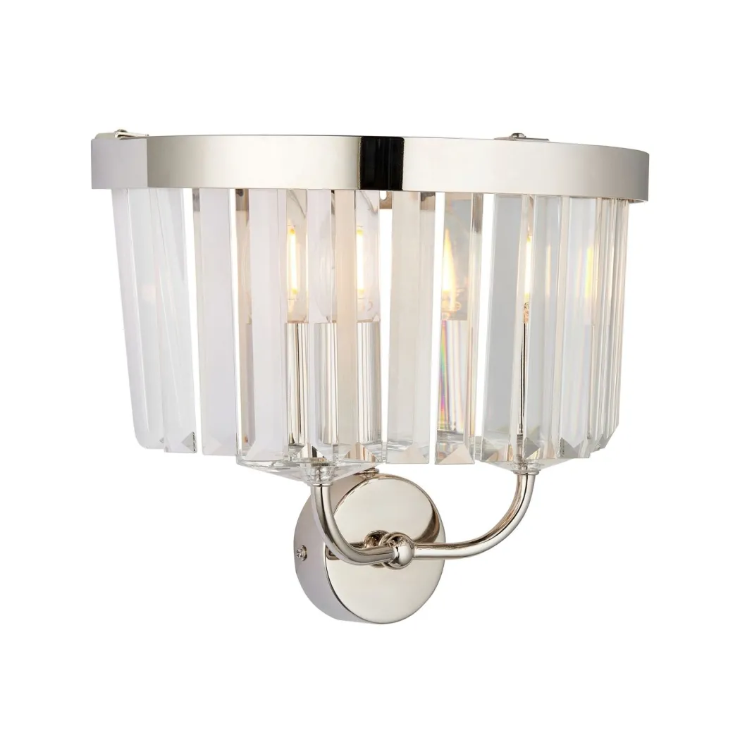 Chesterfield 2 Light Nickel & Crystal Wall Light