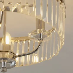 Chesterfield 3 Light Silver & Glass Semi Flush Ceiling Light