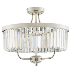 Chesterfield 3 Light Silver & Glass Semi Flush Ceiling Light