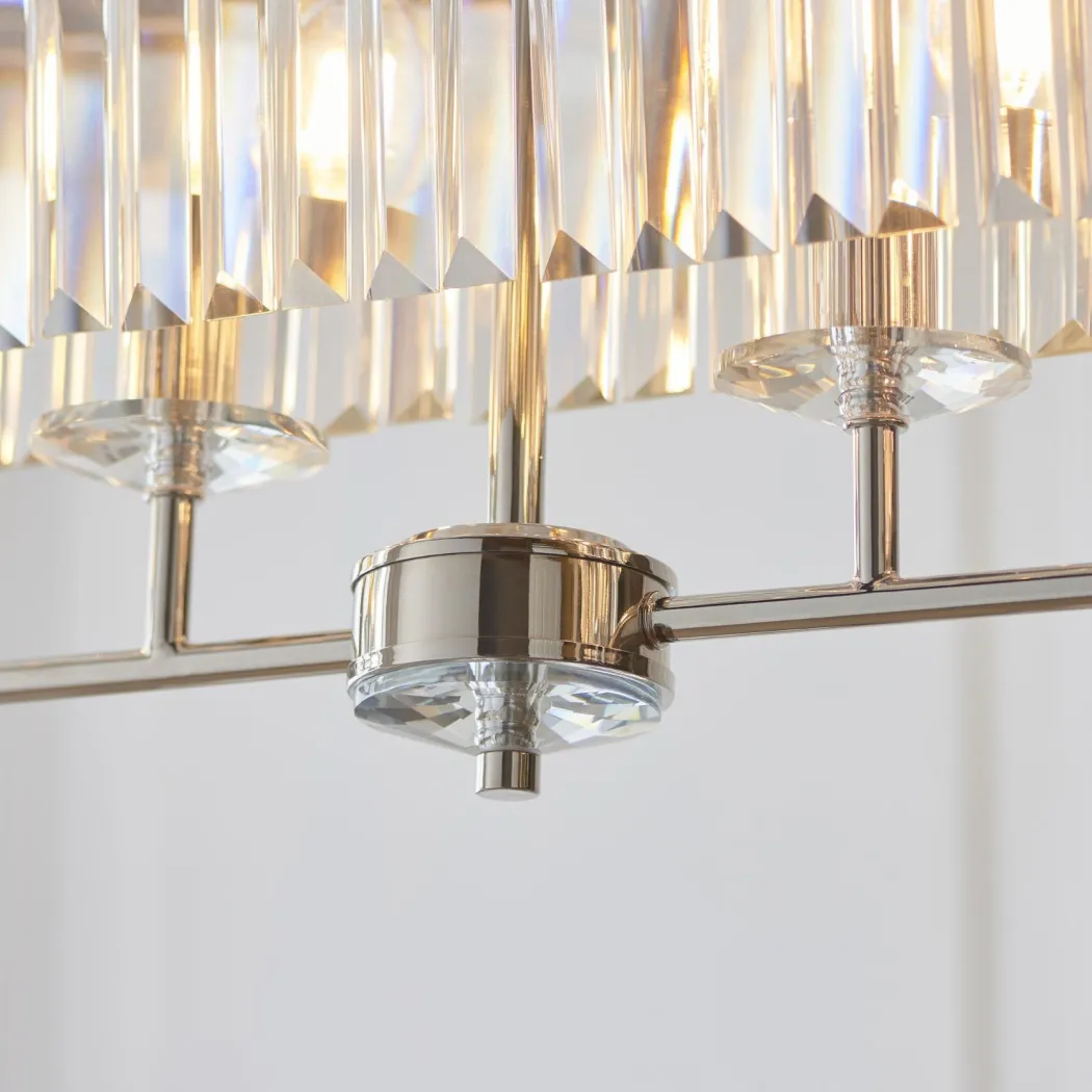 Chesterfield 4 Light Silver & Crystal Ceiling Pendant Bar