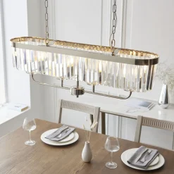 Chesterfield 4 Light Silver & Crystal Ceiling Pendant Bar