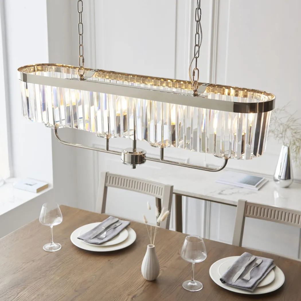 Chesterfield 4 Light Silver & Crystal Ceiling Pendant Bar
