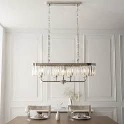 Chesterfield 4 Light Silver & Crystal Ceiling Pendant Bar