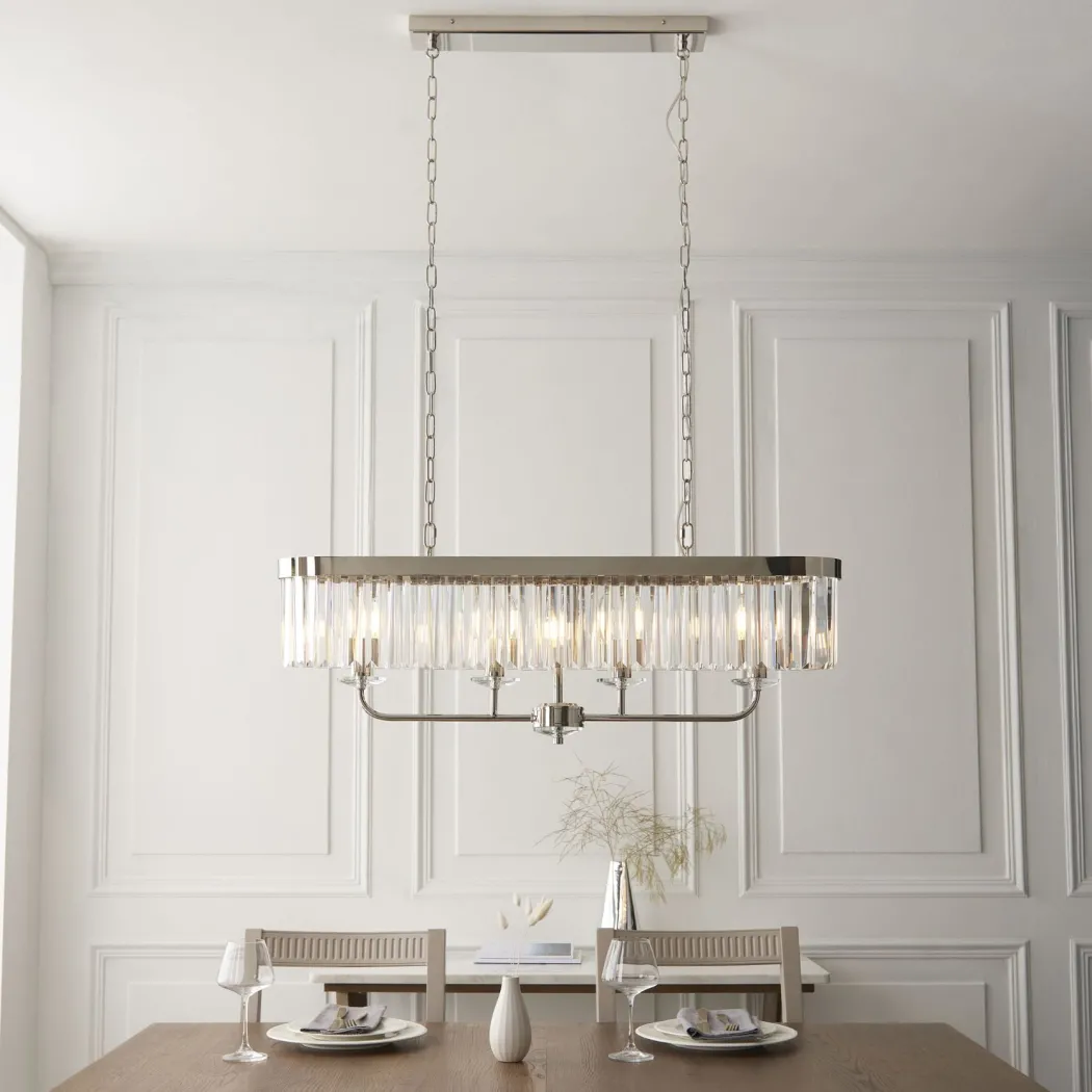 Chesterfield 4 Light Silver & Crystal Ceiling Pendant Bar