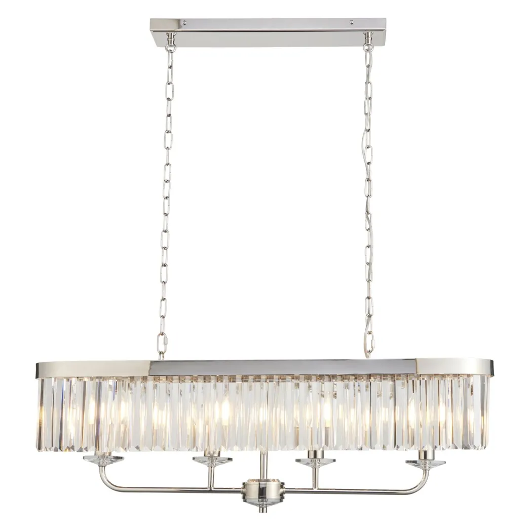 Chesterfield 4 Light Silver & Crystal Ceiling Pendant Bar