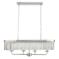 Chesterfield 4 Light Silver & Crystal Ceiling Pendant Bar