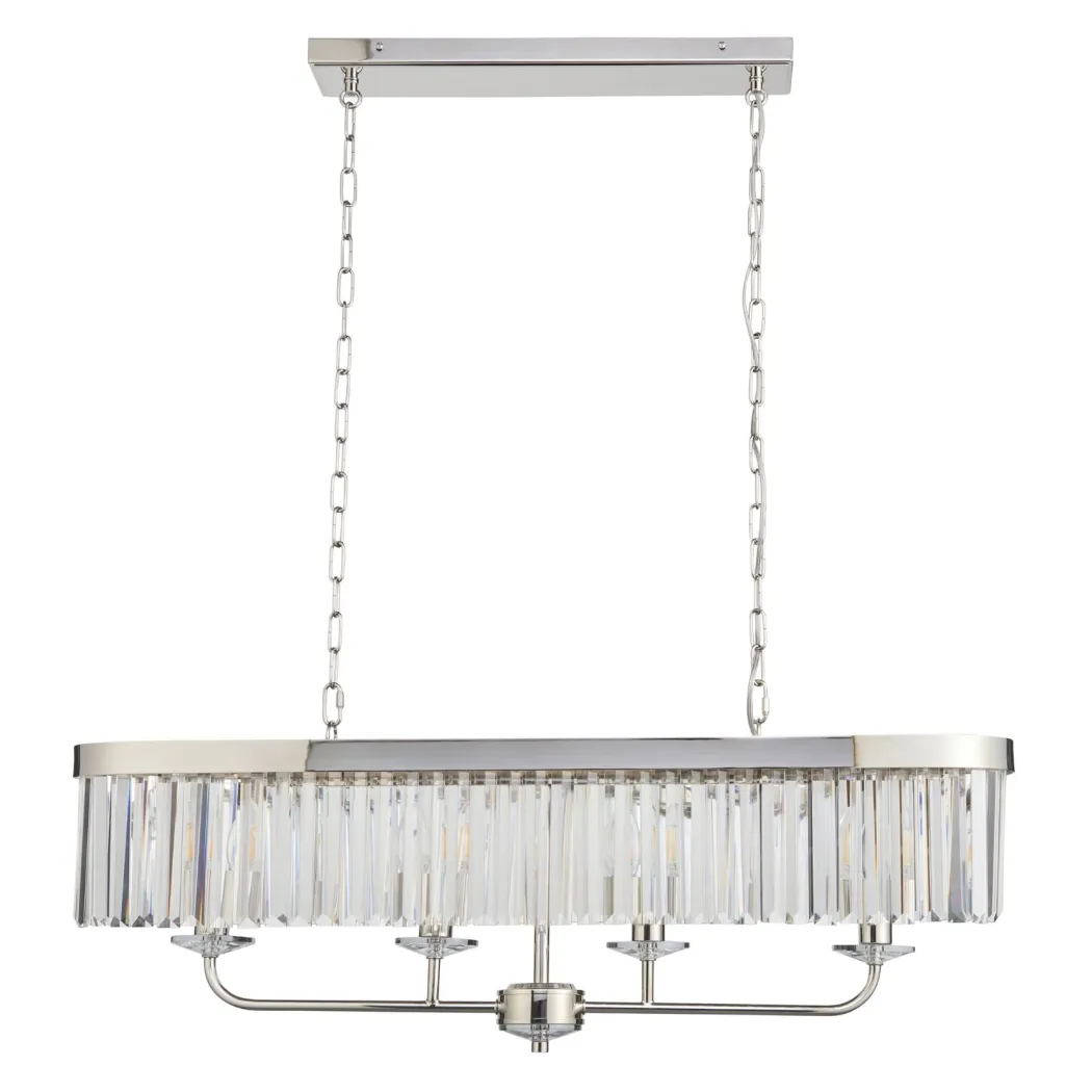 Chesterfield 4 Light Silver & Crystal Ceiling Pendant Bar