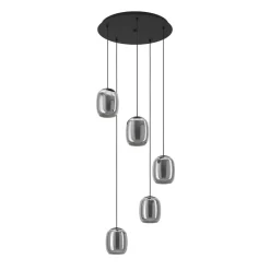 Ciampino 5 Light Black & Glass Cluster Pendant Ceiling Light