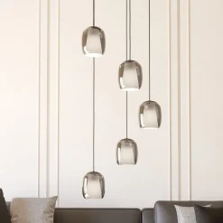 Ciampino 5 Light Black & Glass Cluster Pendant Ceiling Light