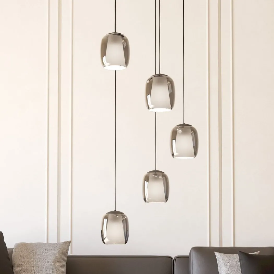 Ciampino 5 Light Black & Glass Cluster Pendant Ceiling Light