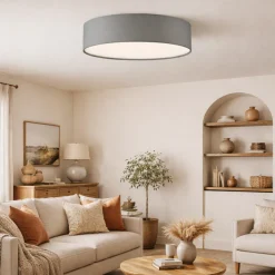 Cierro Grey Drum 4 Light Flush Ceiling Light with Diffuser