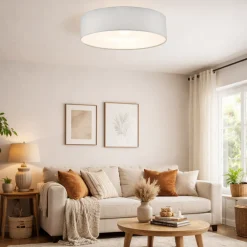 Cierro Ivory Drum 4 Light Semi Flush Ceiling Light with Diffuser