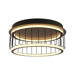 Circolo Black Cage LED Flush Ceiling Light Small
