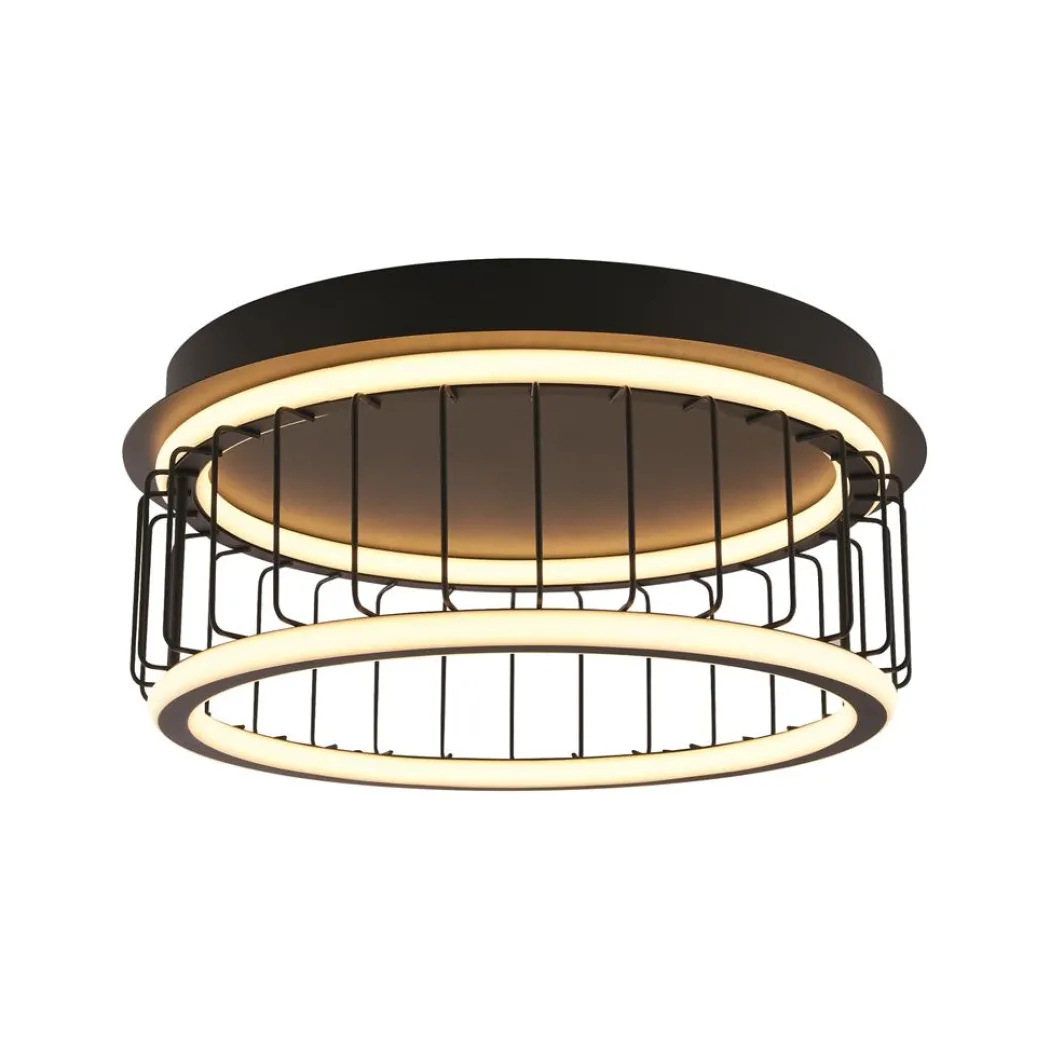 Circolo Black Cage LED Flush Ceiling Light Small
