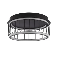 Circolo Black Cage LED Flush Ceiling Light Small