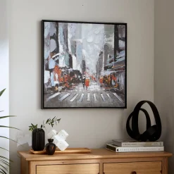 City Limits Grey Hand-Painted Canvas