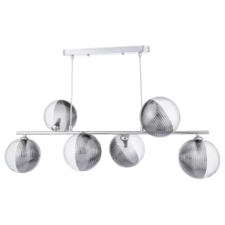 Claudia 6 Light Silver & Glass Ceiling Pendant Bar