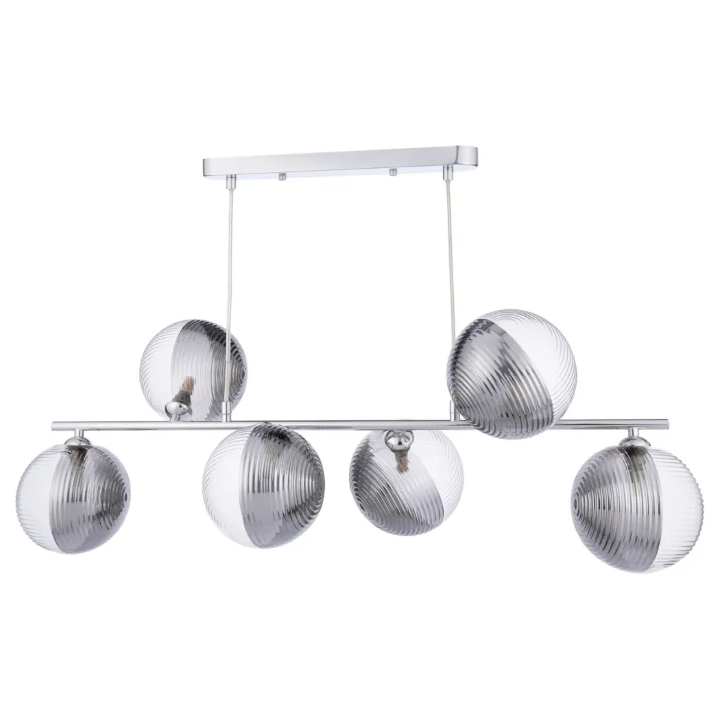 Claudia 6 Light Silver & Glass Ceiling Pendant Bar