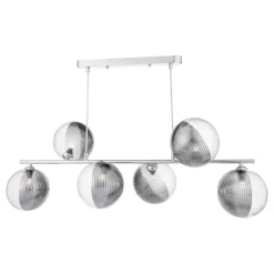 Claudia 6 Light Silver & Glass Ceiling Pendant Bar