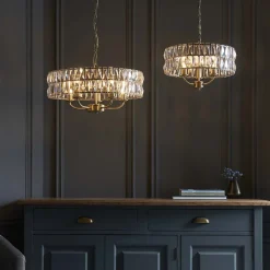 Clifton 5 Light Antique Brass Pendant Ceiling Light
