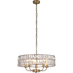 Clifton 5 Light Antique Brass Pendant Ceiling Light