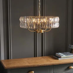 Clifton 5 Light Antique Brass Pendant Ceiling Light