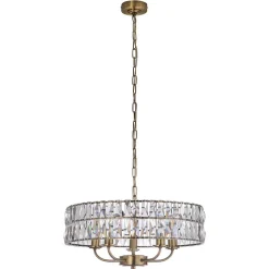Clifton 5 Light Antique Brass Pendant Ceiling Light