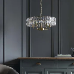 Clifton 5 Light Antique Brass Pendant Ceiling Light